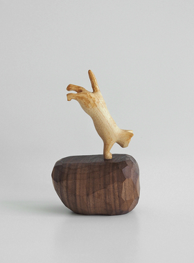 〈与猫共生 修复一〉原创纯手工雕刻创意家居木猫摆件泽无木作