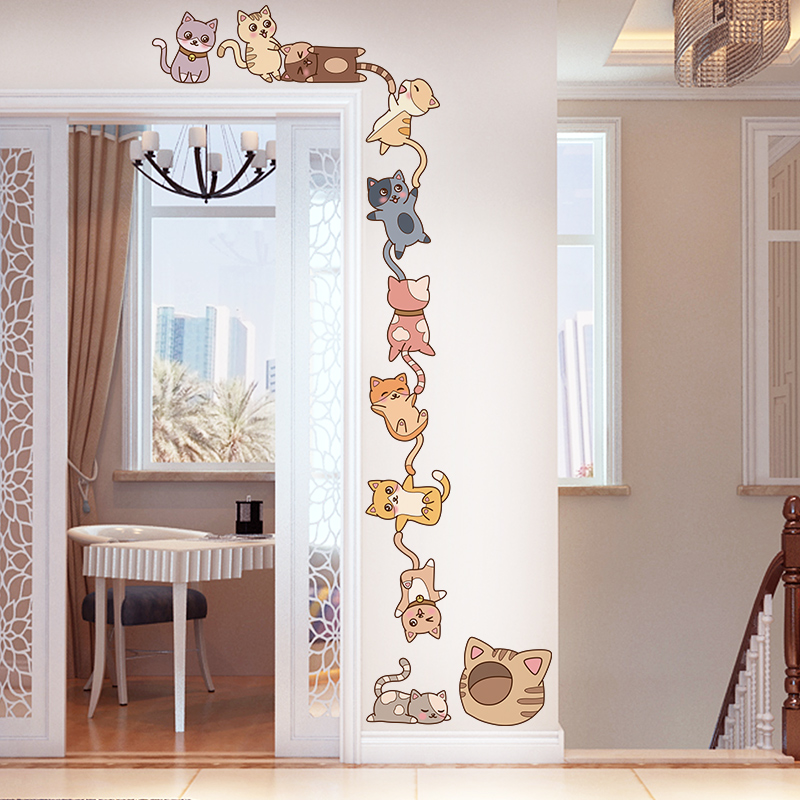 卡通门框贴纸卧室房间墙壁贴画墙面装饰墙纸自粘创意儿童猫咪门贴