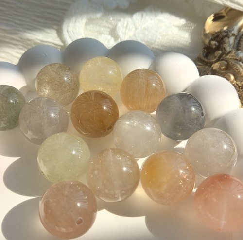 天然兔毛水晶散珠彩兔毛单珠白兔毛灰兔毛橘兔毛水晶配珠9~14mm - 图3