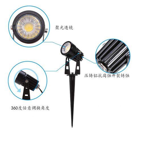 led户外射灯防水圆形投光灯地插照树灯庭院花园背景墙7w草坪广告 - 图3