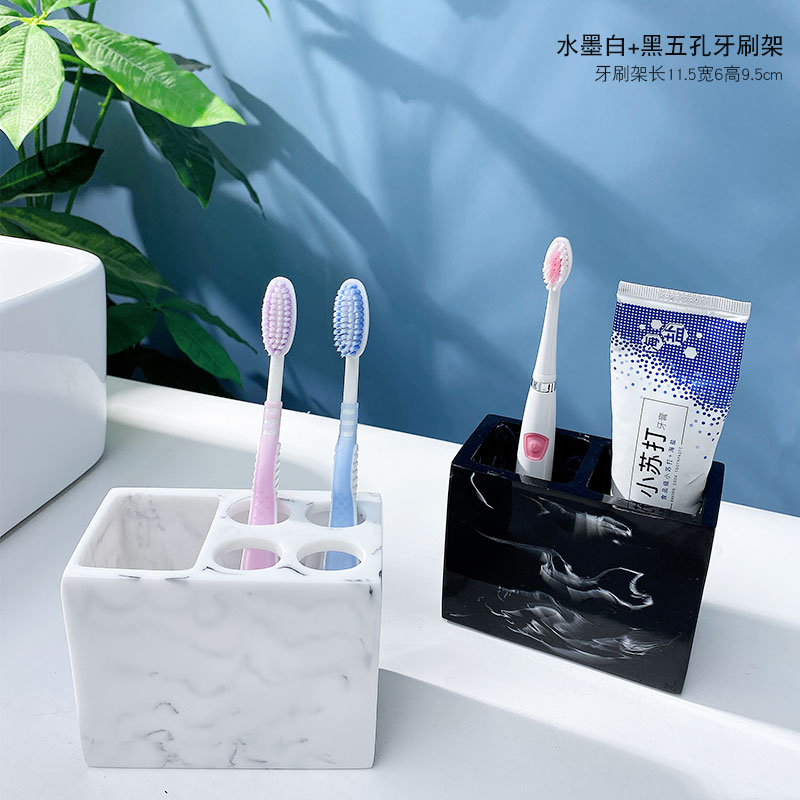现代简约牙刷架套装创意洗漱收纳筒放牙刷牙膏情侣牙刷架牙具座漱-图1
