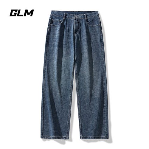 GLM美式复古风宽松直筒牛仔裤男夏季薄款潮流休闲百搭阔腿长裤子 - 图2