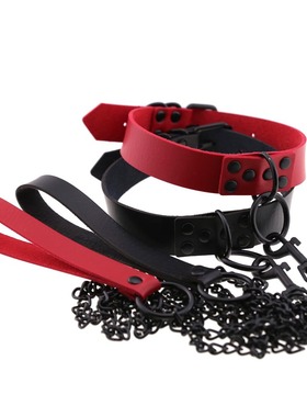 欧美风暗黑牵引绳女仆可拆卸项圈