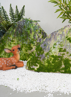 花园竹子仿真绿植青苔石装饰品