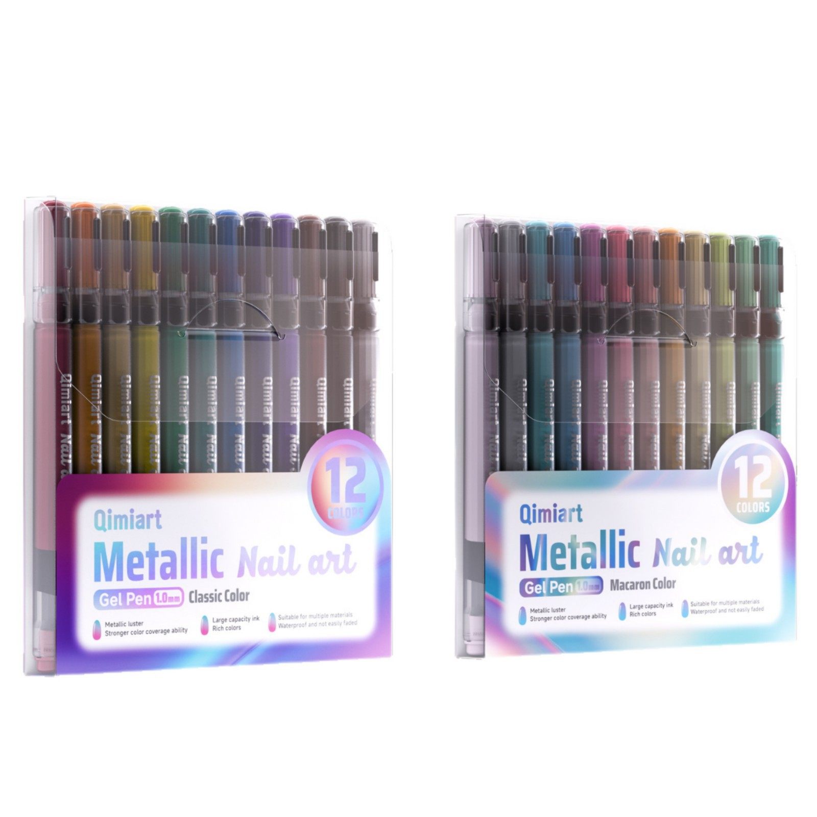 蓝果美甲笔金属色指甲艺术笔快速干燥12色套装DIY美甲手帐笔跨境,淘宝优惠券,粉丝福利购,淘宝优惠卷