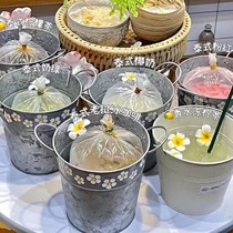 Thai Milk Tea Barrel Barrel Laos Ice Coffee Rice Color Ice Bucket Thai Restaurant Southeast Asia Internet Red Milk Tea Shop Swing Stall