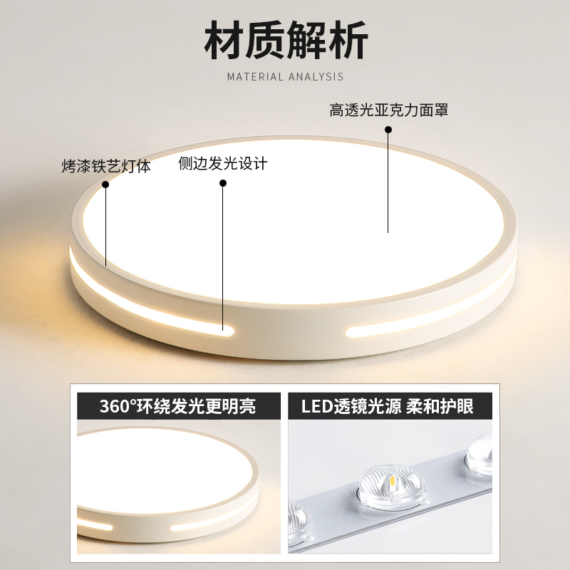 超薄led客厅吸顶灯圆形北欧卧室灯现代简约书房间灯餐厅阳台灯具 - 图2