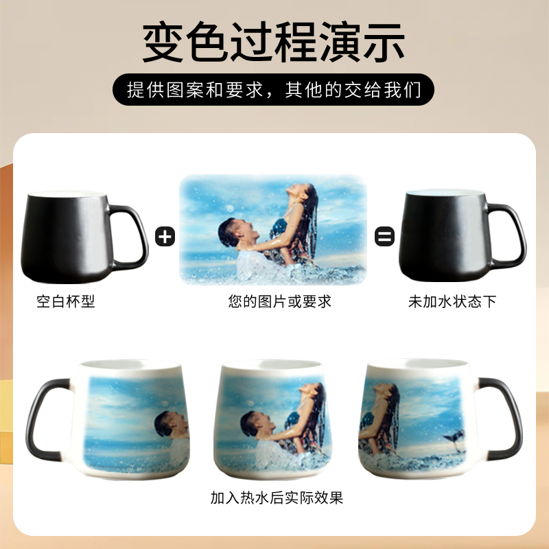 加热变色水杯温感马克杯定制logo定做生日礼物杯子印照片文字DIY - 图1
