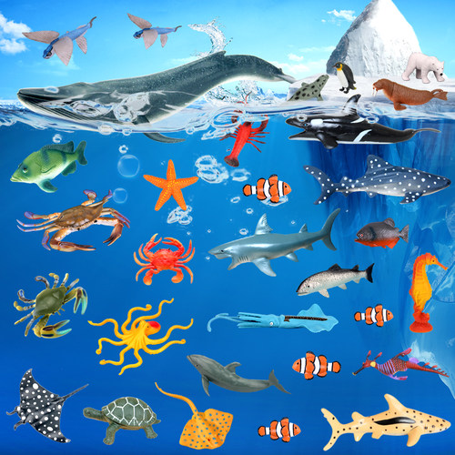 仿真海洋动物模型海底生物世界儿童玩具龙虾螃蟹章鱼鲨鱼海星海龟 - 图3