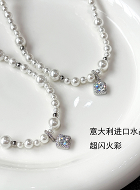 强光！天然珍珠母贝项链颈链闪钻