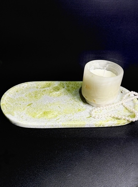 奢石大理石爱尔兰绿托盘家居饰品摆件软装化妆品香薰蜡烛收纳搭配