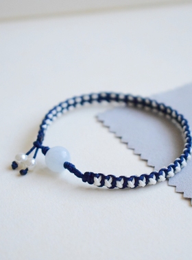 【满天星】珍珠海蓝宝手绳diy