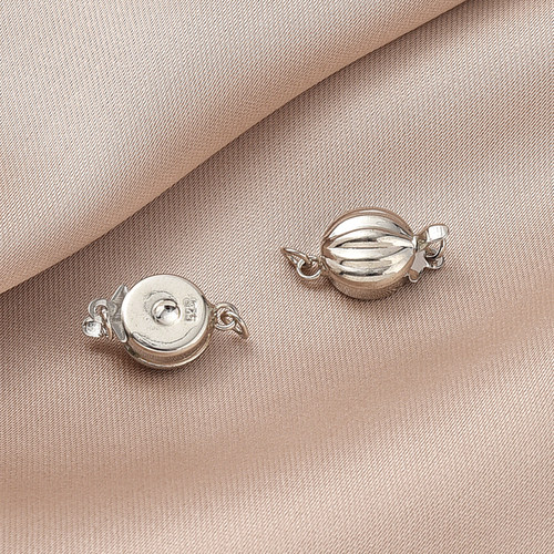 保色铜镀白金色圆形双排插扣手工diy珍珠手链项链收尾三排连接扣 - 图1