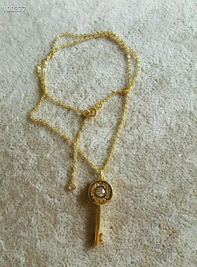 西班牙本土时尚潮牌饰品PG气质百搭水晶钥匙镀18K金项链