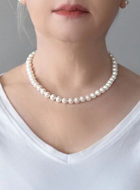 西班牙极光纯白珍珠项链