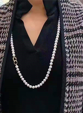 小众设计师风长款天然淡水珍珠