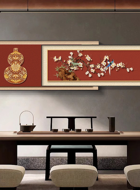 福禄客厅挂画红色寓意好沙发背景墙装饰画中式喜庆百福图卧室壁画