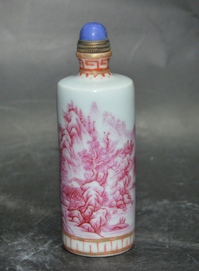 粉彩老虎鼻烟壶厂货瓷器