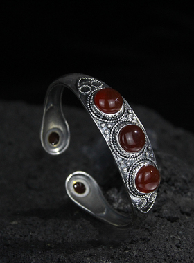 925银蒙古族花纹纯银手环