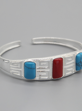 蒙古元素纯银藏族手环