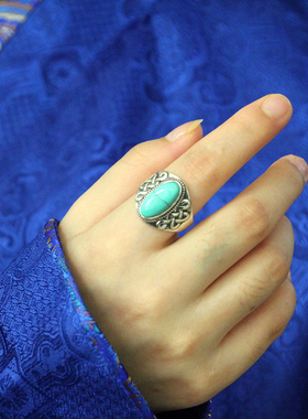 蒙古族复古泰银女款戒吉祥925