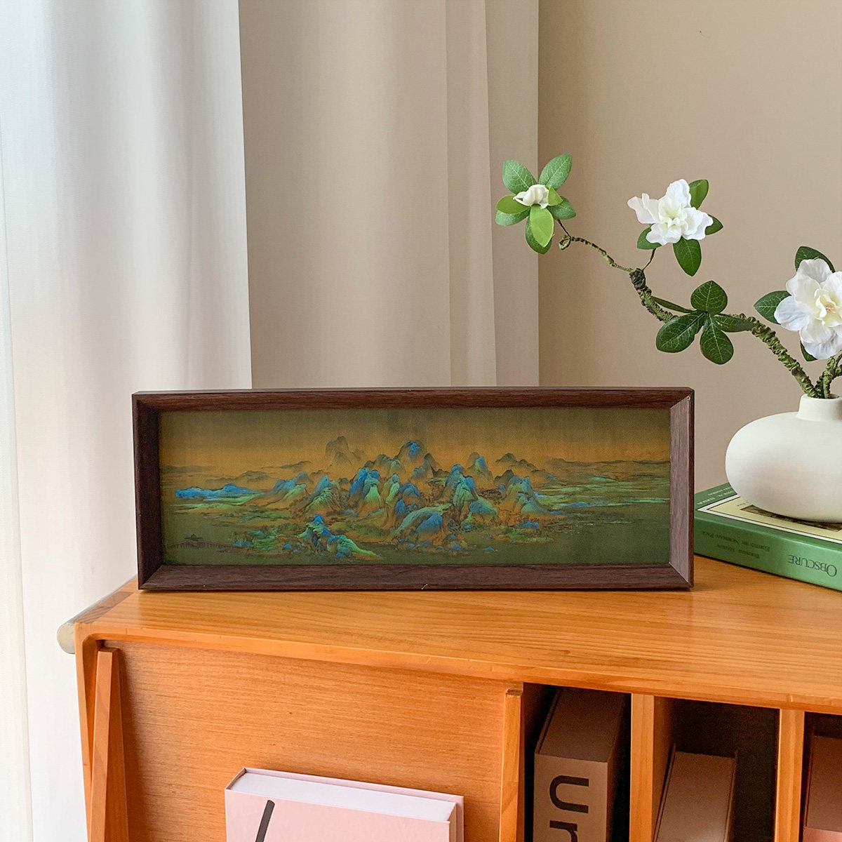 新中式千里江山图复古风相框摆台客厅装饰画玄关卧室床头柜摆件,淘宝优惠券,粉丝福利购,淘宝优惠卷
