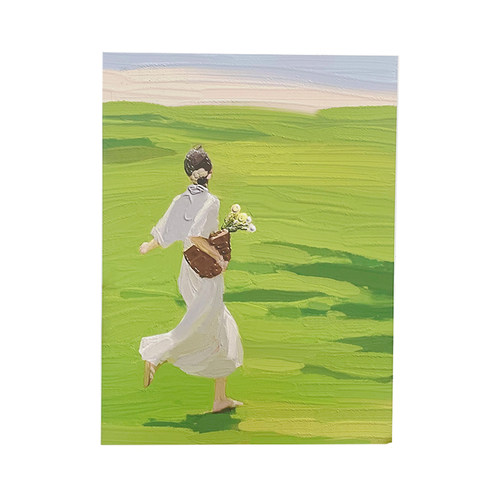 韩风可爱少女油画装饰画电视柜摆件现代简约挂画卧室桌面拍照背景 - 图3