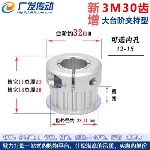 同步轮 3m30齿夹持型/夹紧/抱紧型快速锁紧铝合金同步带皮带轮-图1