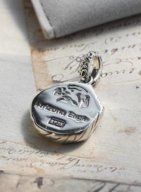 个性时尚复古纯银做旧镂空樱花