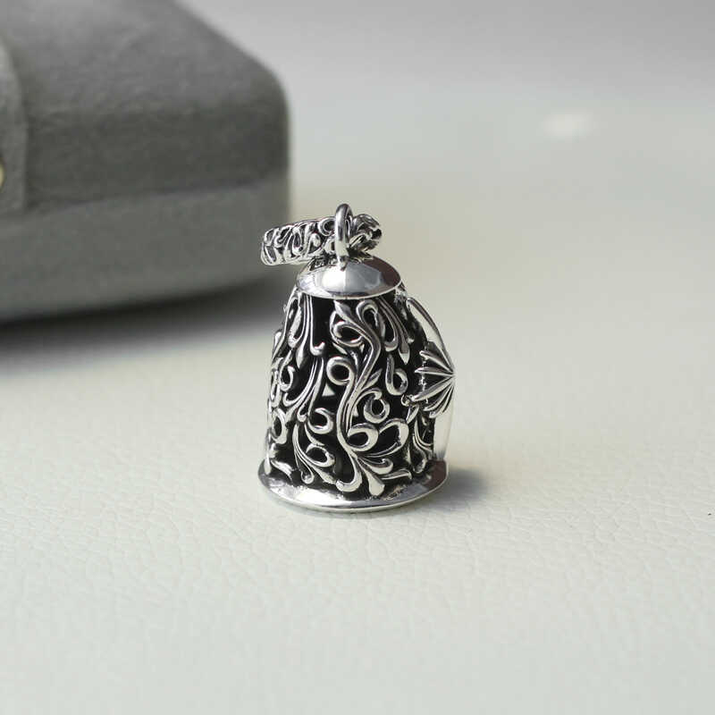 MS925纯银复古风格铃铛设计天狼星全银吊坠个性小众男女个性嘻哈 - 图0