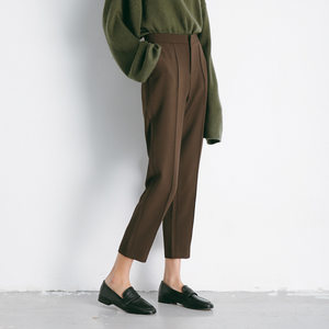 EAL羽迹2020春季新款韩版大地色小脚西裤休闲裤 直筒九分裤女K81