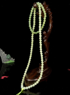 108颗佛珠圆珠渐变和田玉项链