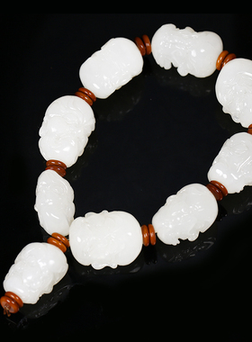 和田玉十八罗汉羊脂白玉手串手持