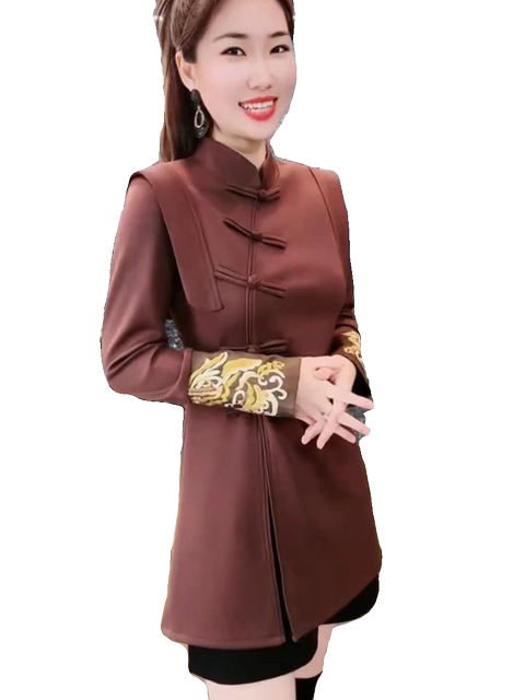 Roman Cotton 2026 ດູໃບໄມ້ລົ່ນ Embroidered Tang Suit ແມ່ຍິງສະແດງໃຫ້ເຫັນເອີຣົບ