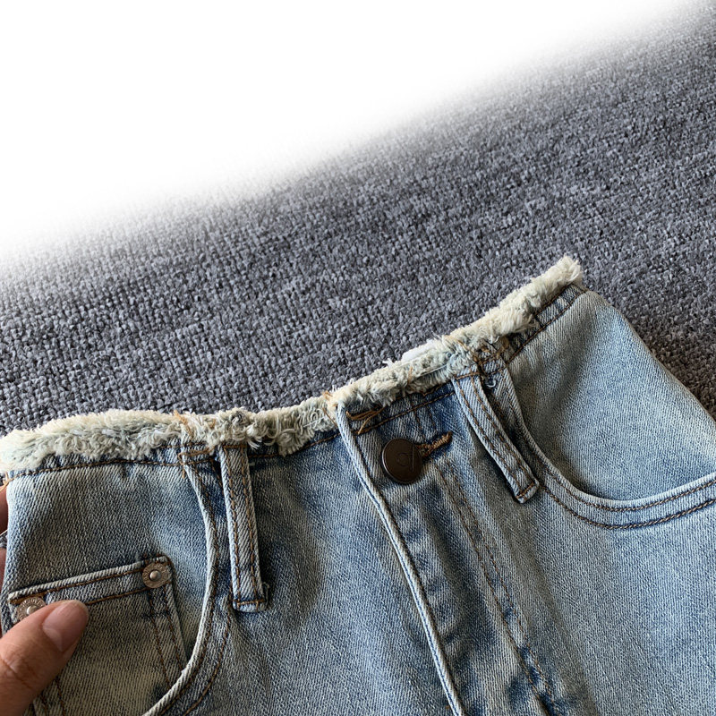 浅蓝色破洞大喇叭牛仔裤女夏季复古高腰毛边修身显瘦高个子微喇裤,淘宝优惠券,粉丝福利购,淘宝优惠卷