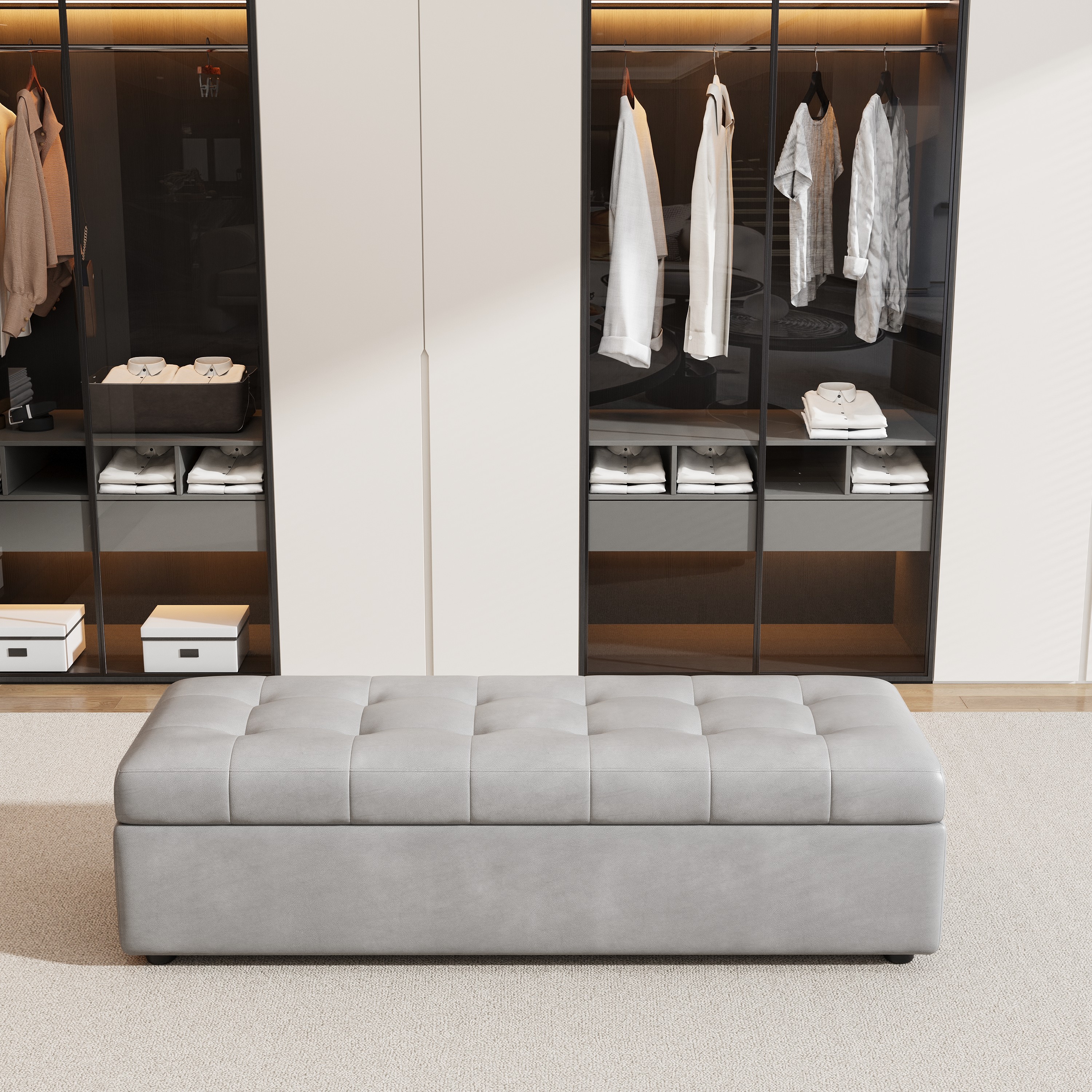 入户真皮收纳凳长款大容量家用储物凳沙发脚踏床尾店铺休息长凳子,淘宝优惠券,粉丝福利购,淘宝优惠卷