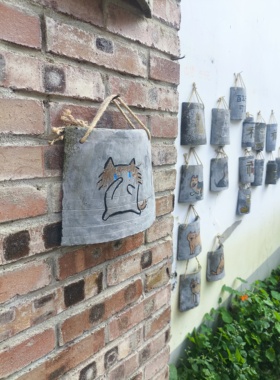 瓦片画雕刻绘画福挂件花园户外墙壁装饰月薪猫
