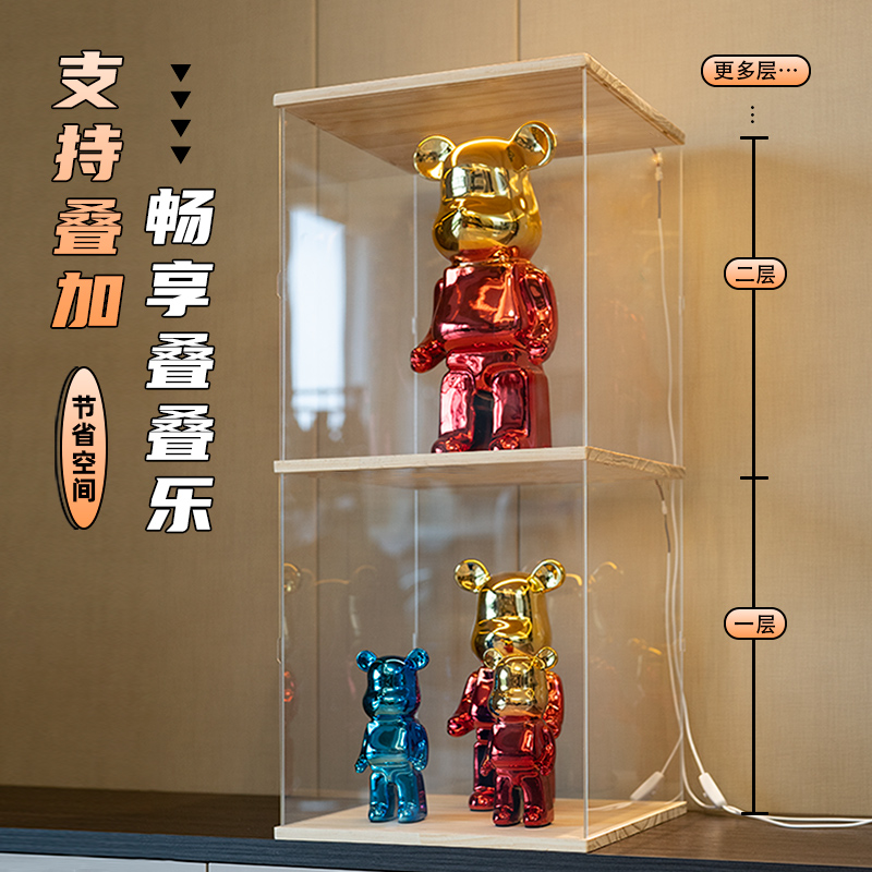 亚克力透明收纳盒手办模型展示柜动漫周边微粒积木防尘展柜可叠加 - 图1