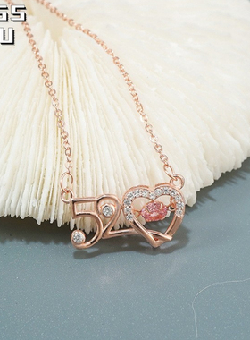 S925银饰520爱心项链镶钻锁骨链