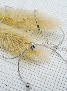 圆珠蛇骨抽拉手链女S925银