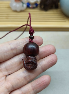 印度小叶紫檀木卡通蛇坠男女孩子成人项链毛衣链可爱喜气生肖属相