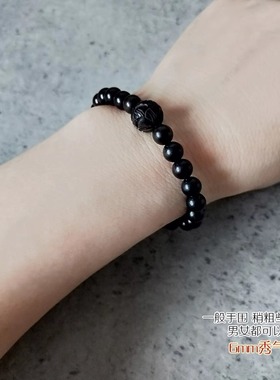 天然黑檀木素雅莲花单圈手串简单