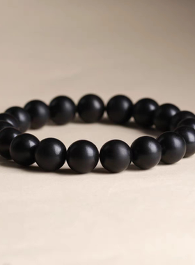 天然黑檀木单圈素圈手串手链文玩饰品念珠男女小珠经典百搭