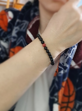 天然黑檀实木串6mm小珠秀气男女单圈朱砂经典百搭本命缺木友礼物