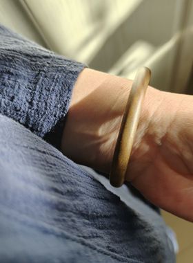 天然绿檀黑檀木素圈手镯女香木复古文艺细圆条镯子送爱人女儿母亲