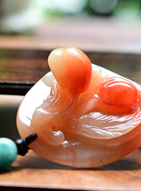 君心默寿山石手工樱桃吊坠男女