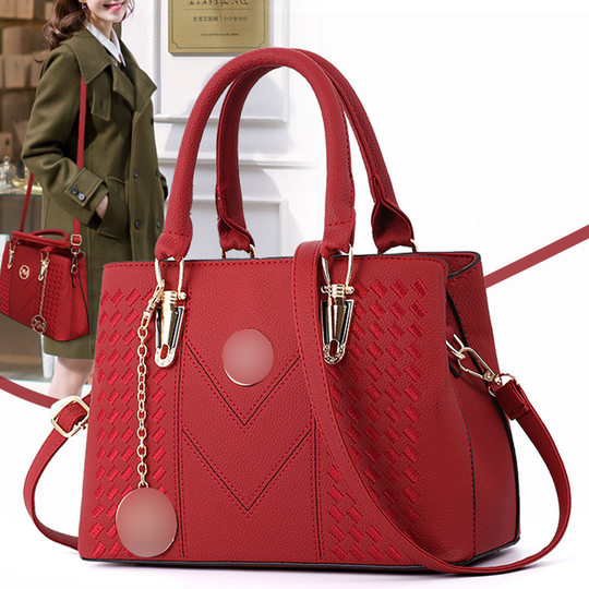 Simple Korean style fashion embroidery thread 2021 autumn and winter new women's handbag foreign trade large bag shoulder bag high quality and wear-resistant