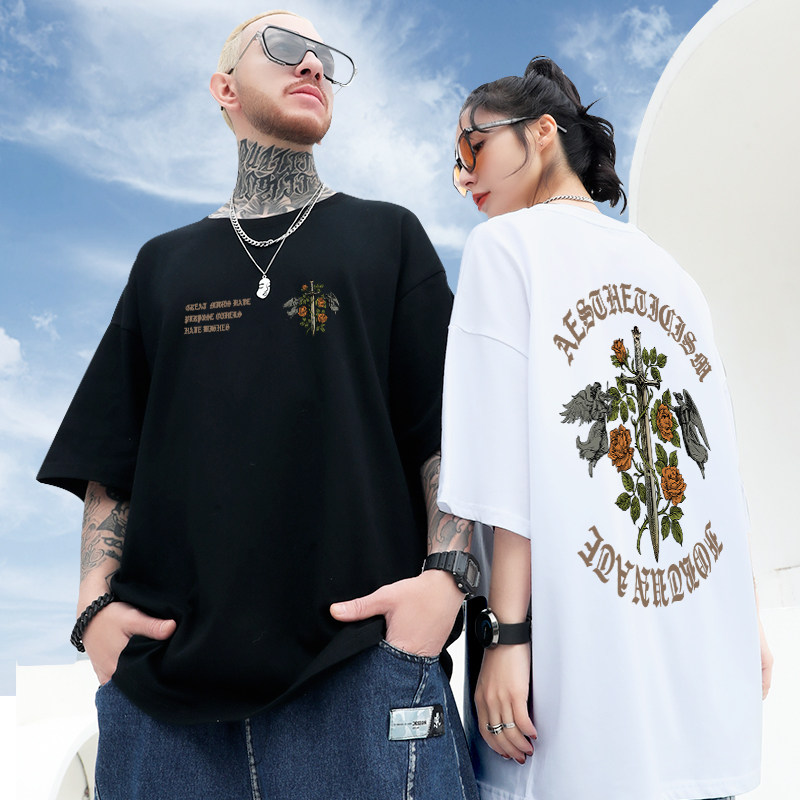 美式短袖男潮高街嘻哈潮牌大码t恤 初己T恤