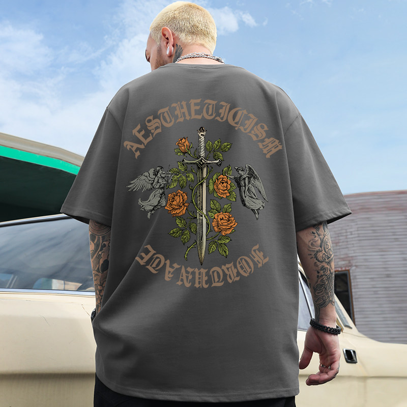 美式短袖男潮高街嘻哈潮牌大码t恤 初己T恤