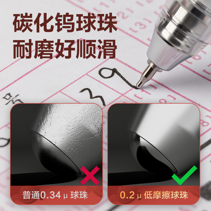 得力V106低噪音按动中性笔学生用0.5mmST头速干刷题笔黑色考试笔 - 图2